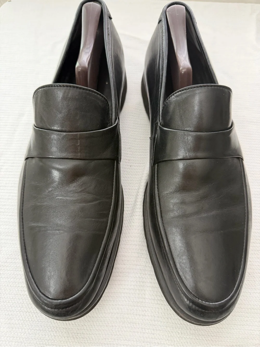 Taryn Rose Black Leather Penny Loafers for Men